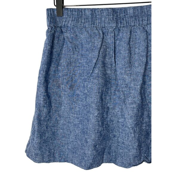 LOFT Outlet XS Blue Linen Blend Skirt A Line Pull On Mini Casual - Picture 11 of 12